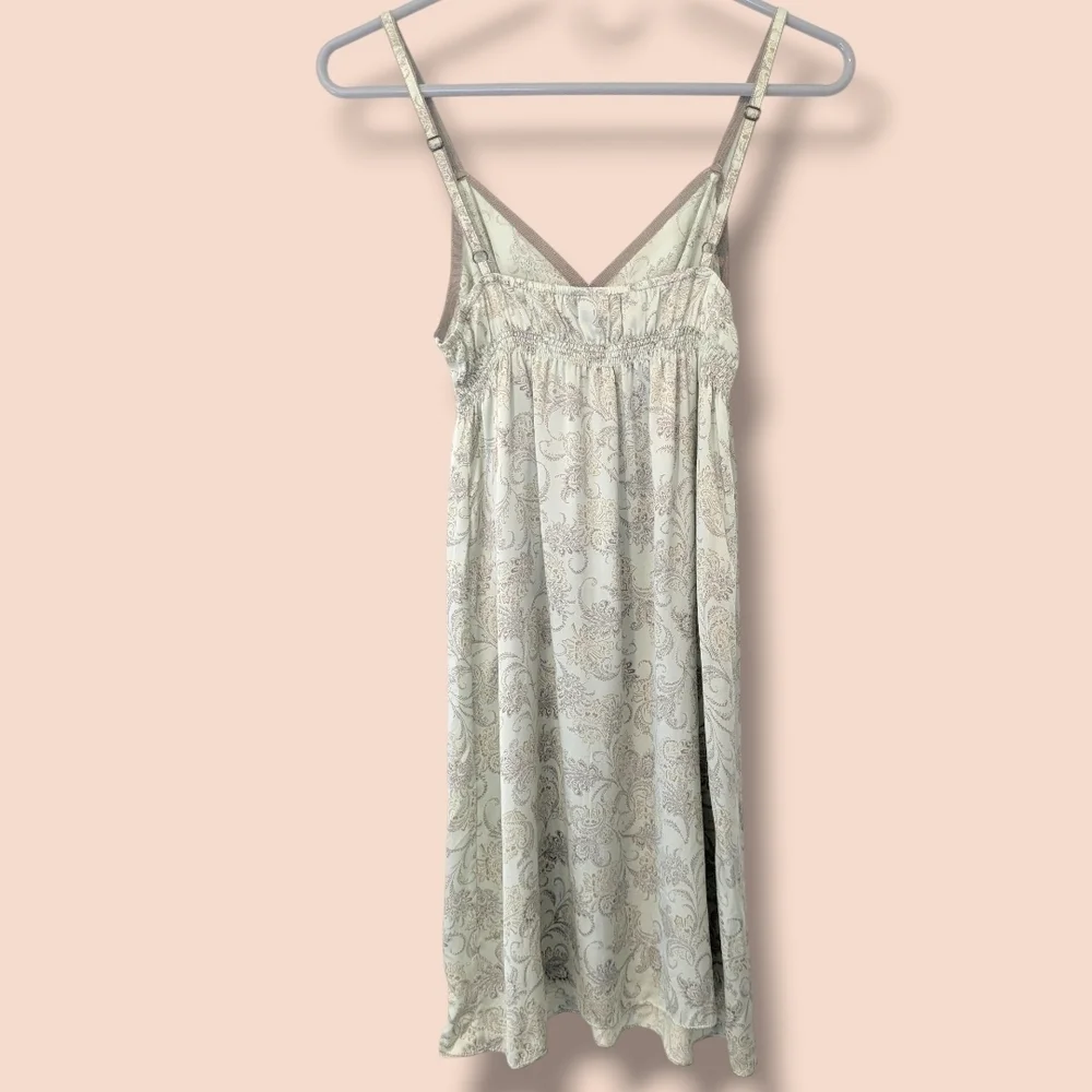 Victoria's Secret Vintage Green Paisley Floral 100% Silk Mini Slip Dress SM